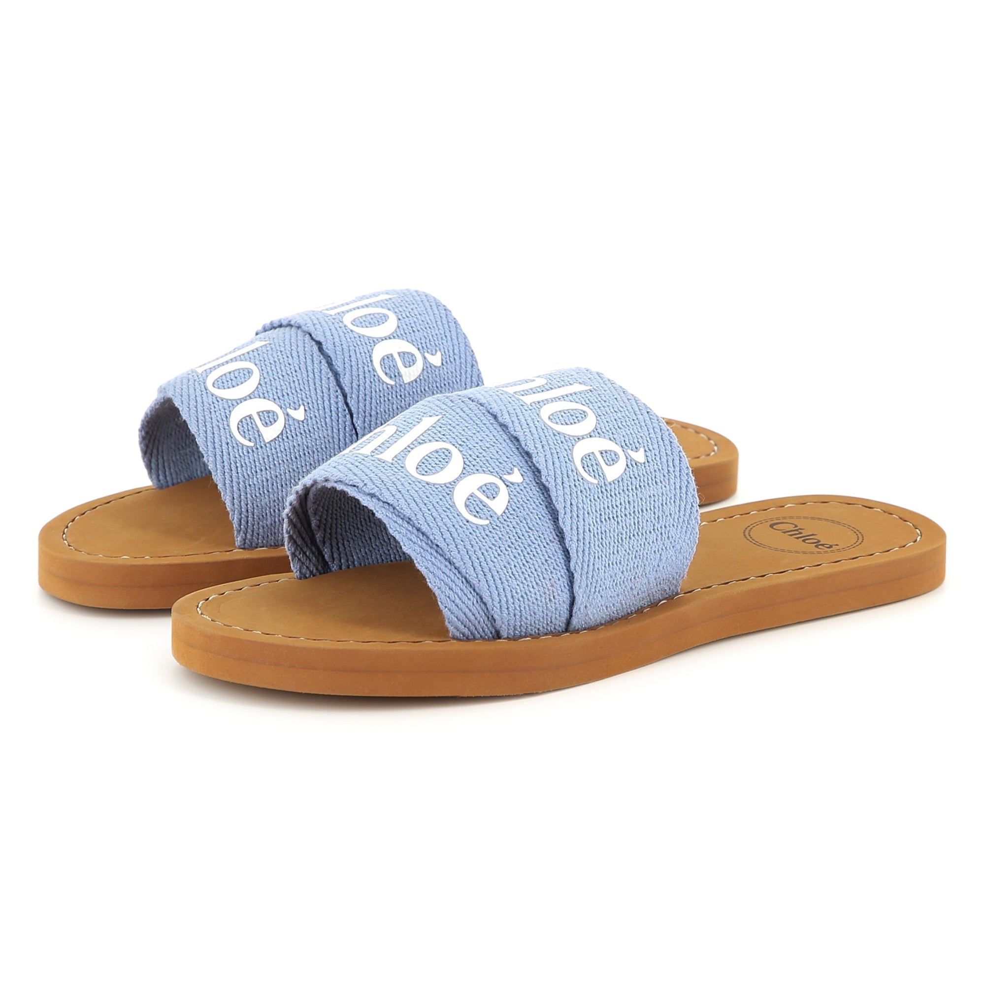 Chloé Kids Logo slides featuring comfortable wide strap available at Lestyle Boutique Melbourne