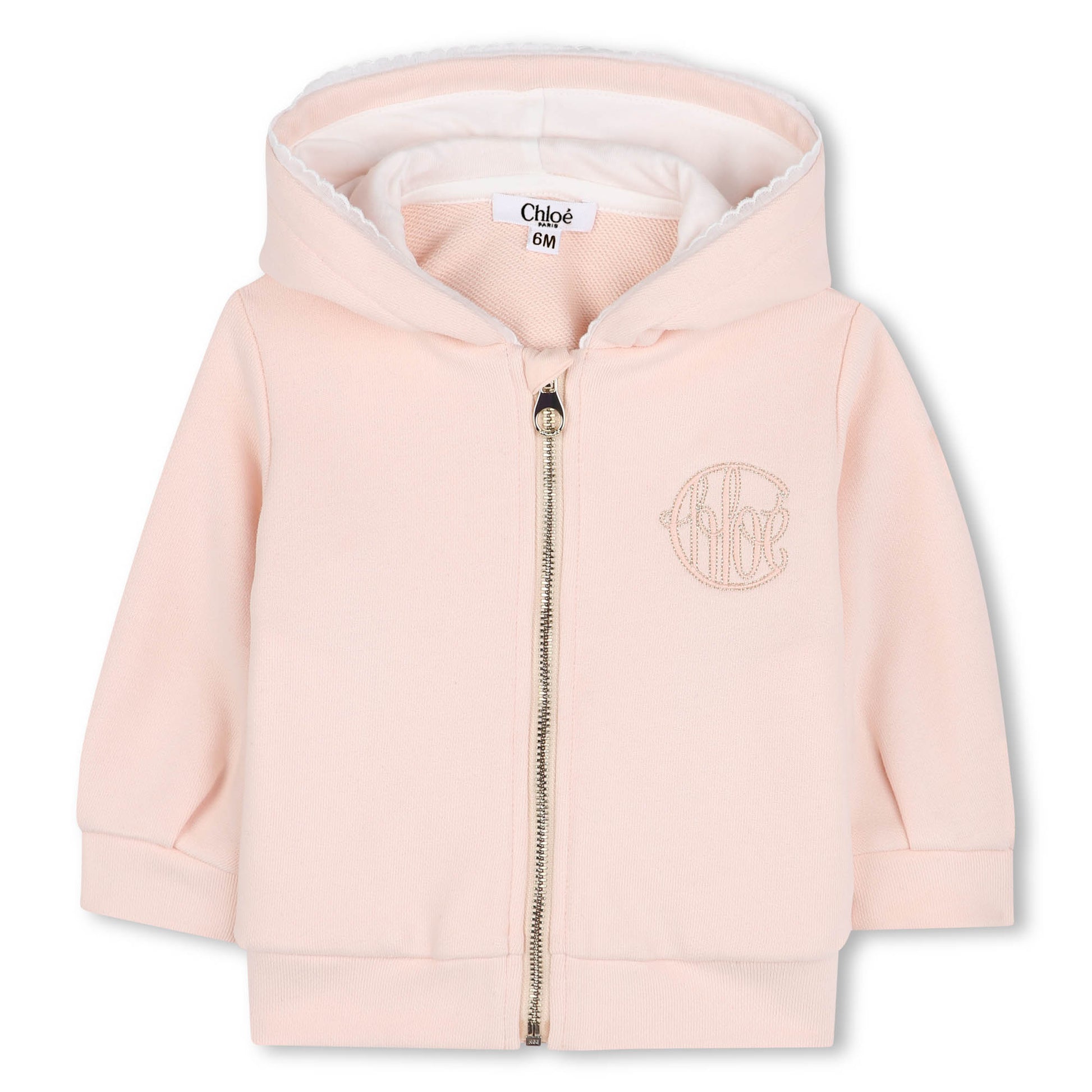 Chloé kids zip-up hooded sweatshirt featuring a soft pink color available at Lestyle Boutique Melbourne