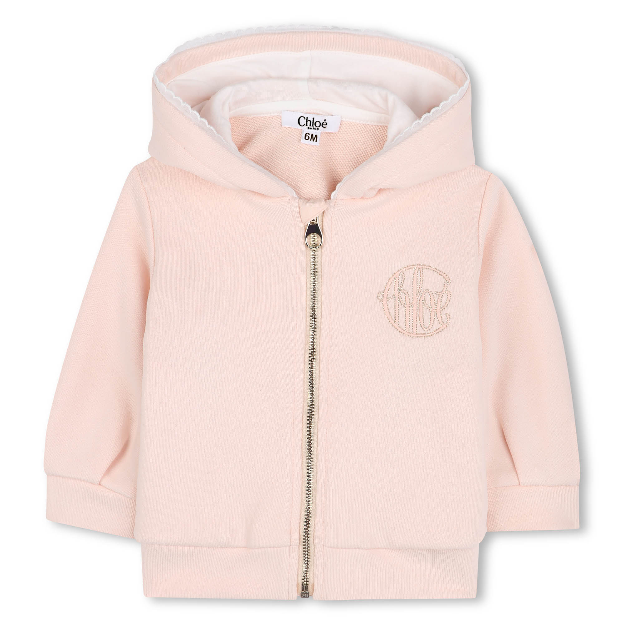 Chloé kids zip-up hooded sweatshirt featuring a soft pink color available at Lestyle Boutique Melbourne