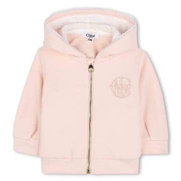 Chloé kids zip-up hooded sweatshirt featuring a soft pink color available at Lestyle Boutique Melbourne