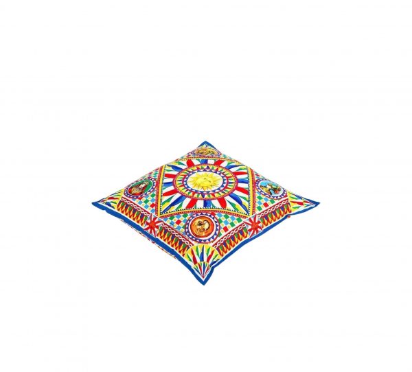 Dolce & Gabbana cushion featuring artistic craftsmanship and vibrant print, available at Lestyle Boutique Melbourne