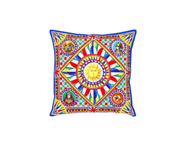 Dolce & Gabbana cushion featuring artistic craftsmanship and vibrant print, available at Lestyle Boutique Melbourne