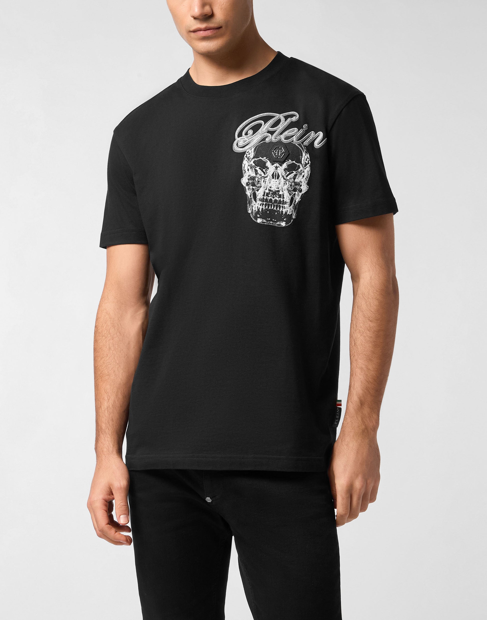 Philipp Plein Round Neck T-Shirt with Glass Skull design, available at Lestyle Boutique Melbourne