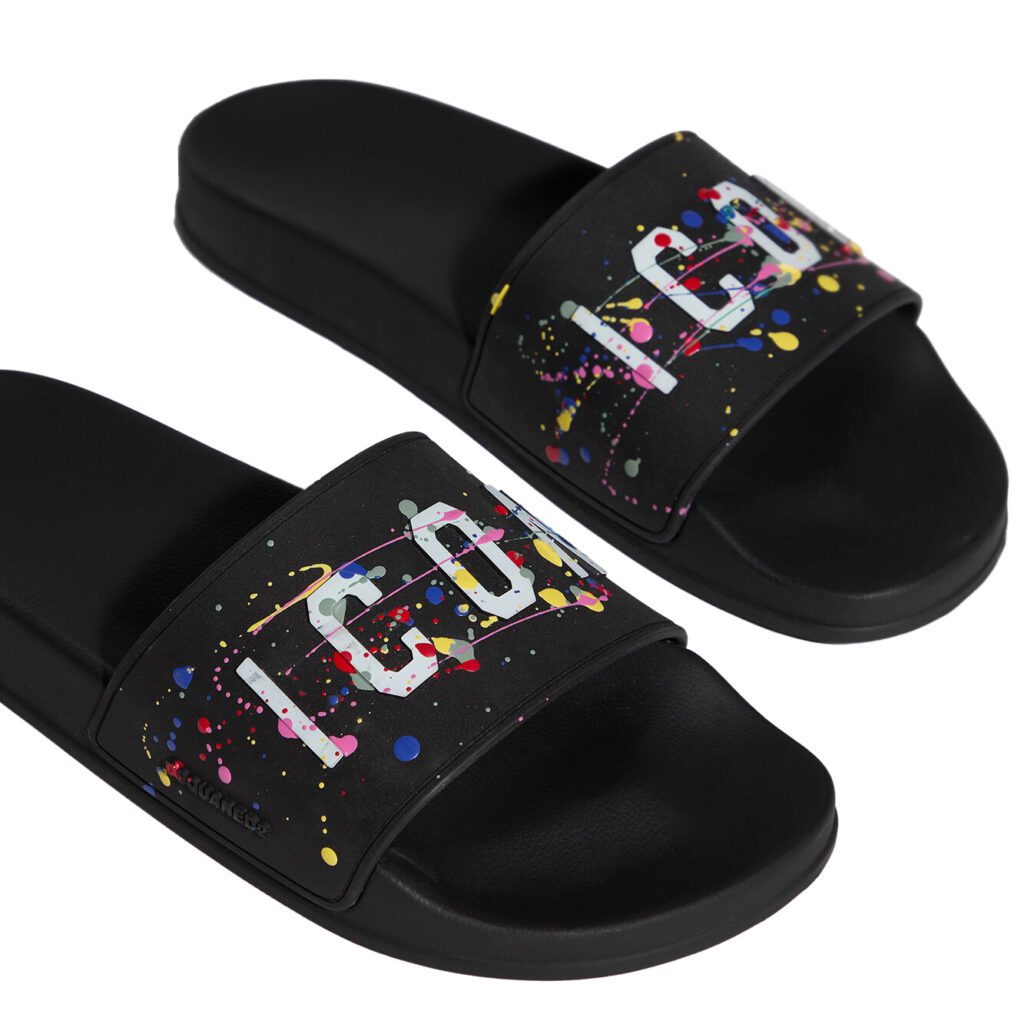 DSQUARED2 SLIDES featuring ICON SPLASH lettering available at Lestyle Boutique Melbourne