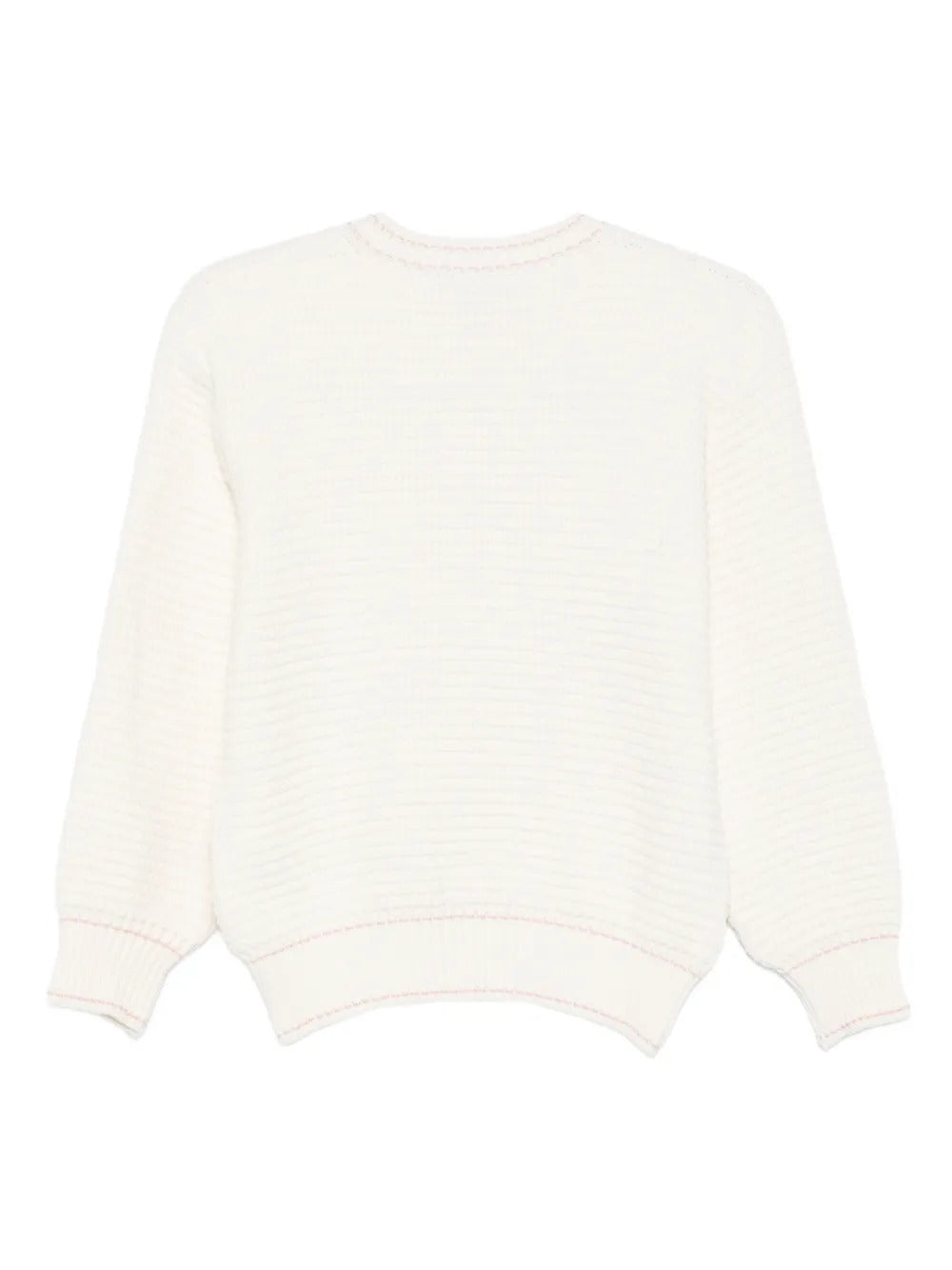 Fendi MAGLIONE KIDS white ribbed knit with pink logo available at Lestyle Boutique Melbourne