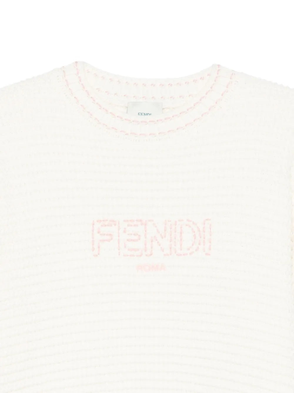 Fendi MAGLIONE KIDS white ribbed knit with pink logo available at Lestyle Boutique Melbourne