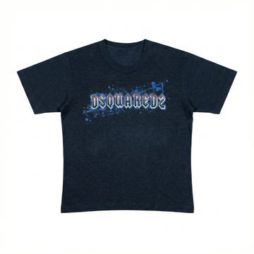 DSQUARED2 T-shirt featuring graphic logo print with blue splatter available at Lestyle Boutique Melbourne