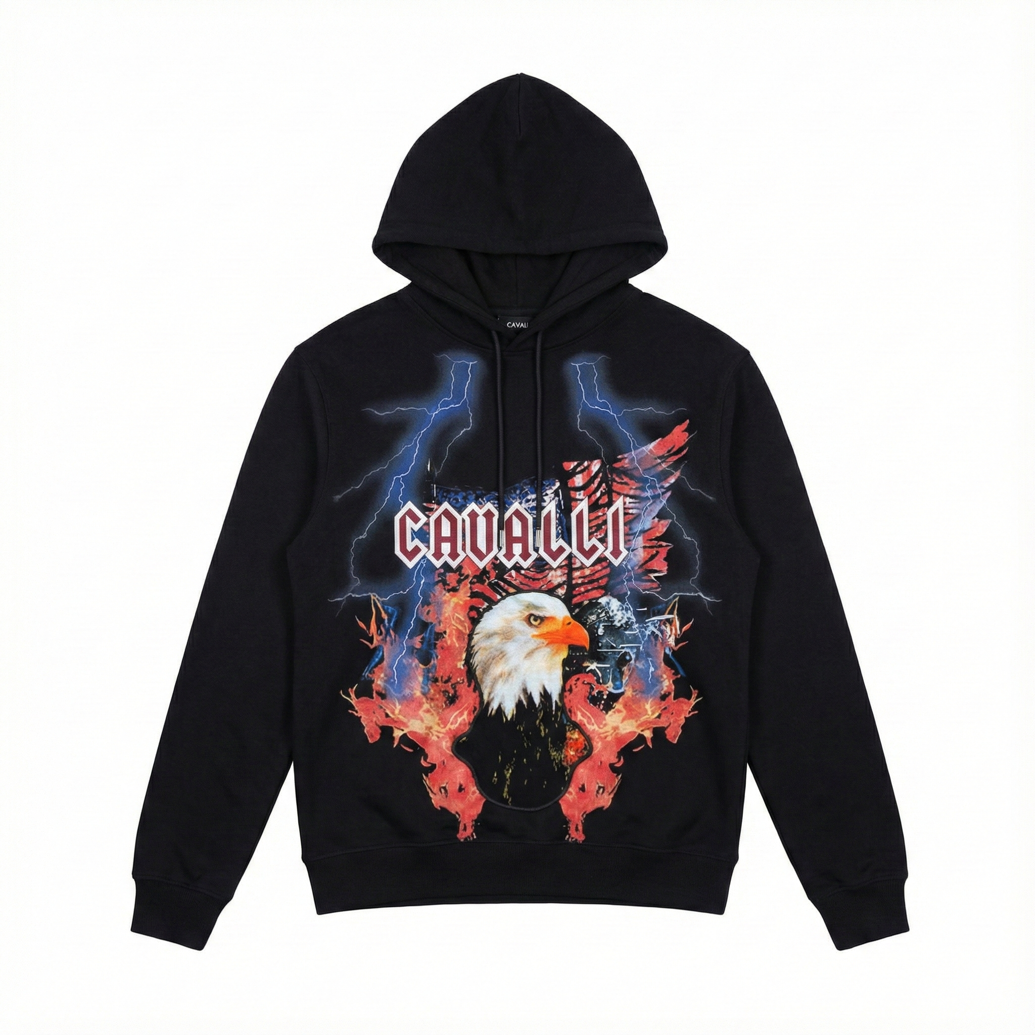 ROBERTO CAVALLI HOODIE featuring bold eagle graphic with lightning available at Lestyle Boutique Melbourne