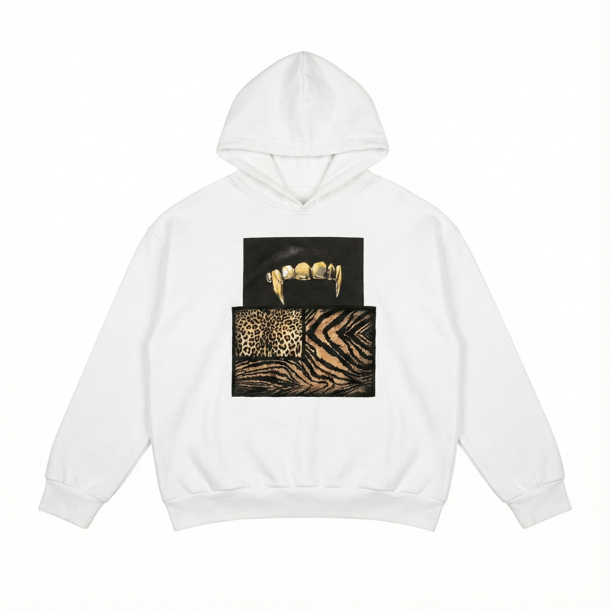 Roberto Cavalli Hoodie featuring animal print patchwork available at Lestyle Boutique Melbourne