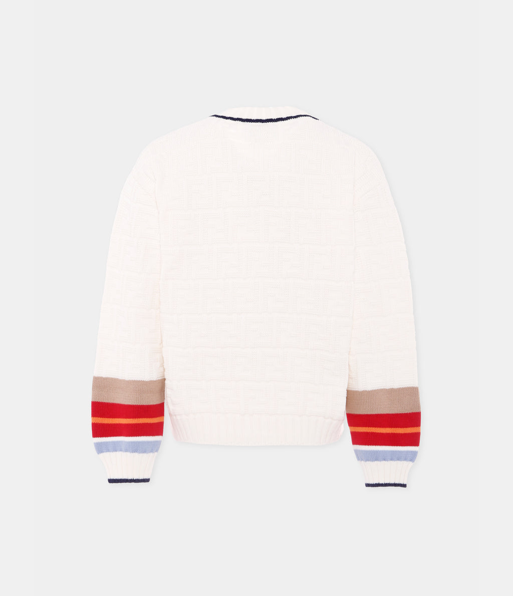 Fendi Kids ivory cardigan featuring all-over FF logo available at Lestyle Boutique Melbourne