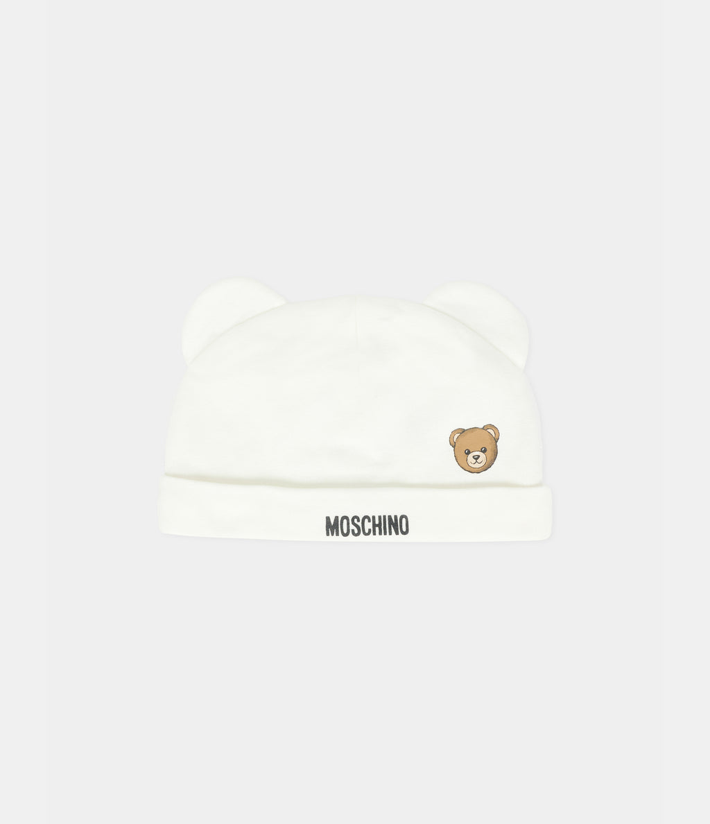 MOSCHINO BABYGROW BIB AND HAT GIFT SET featuring teddy bear design available at Lestyle Boutique Melbourne