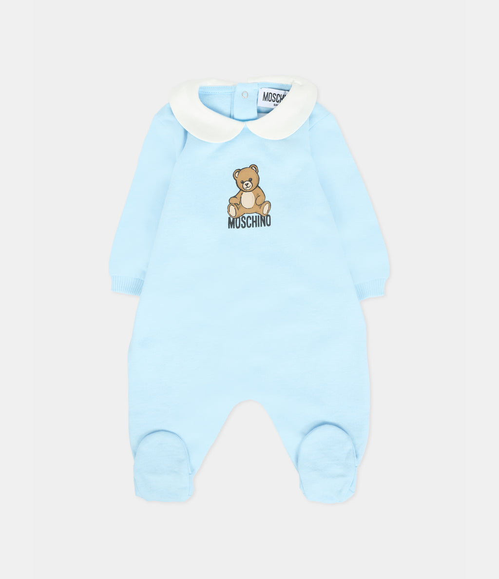 MOSCHINO KIDS SET featuring bear motif in light blue available at Lestyle Boutique Melbourne