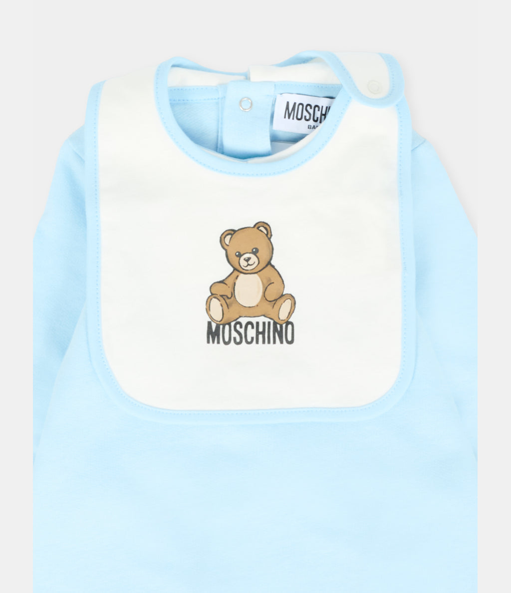 MOSCHINO KIDS SET featuring bear motif in light blue available at Lestyle Boutique Melbourne