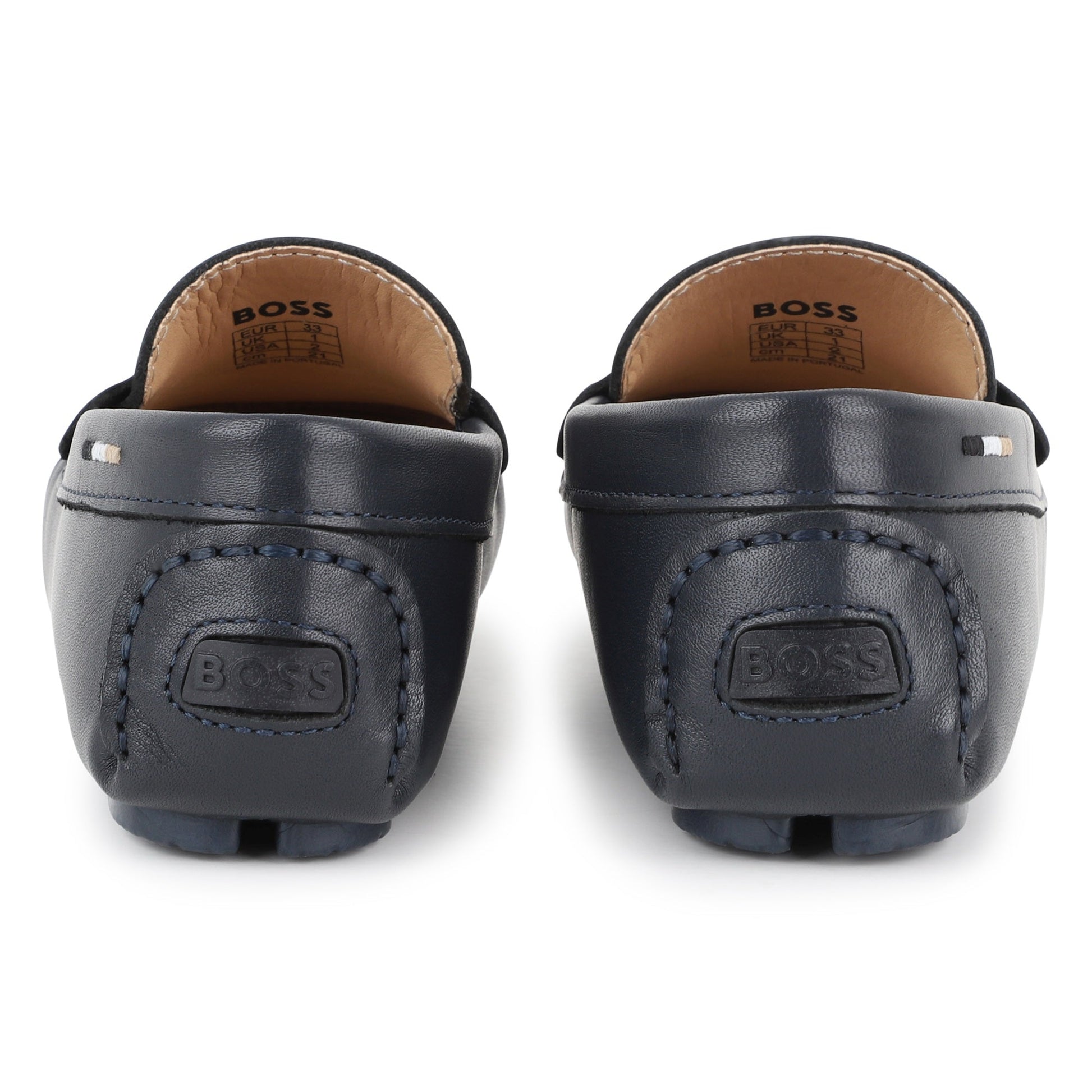 BOSS KIDS leather loafers featuring moc-toe stitching available at Lestyle Boutique Melbourne