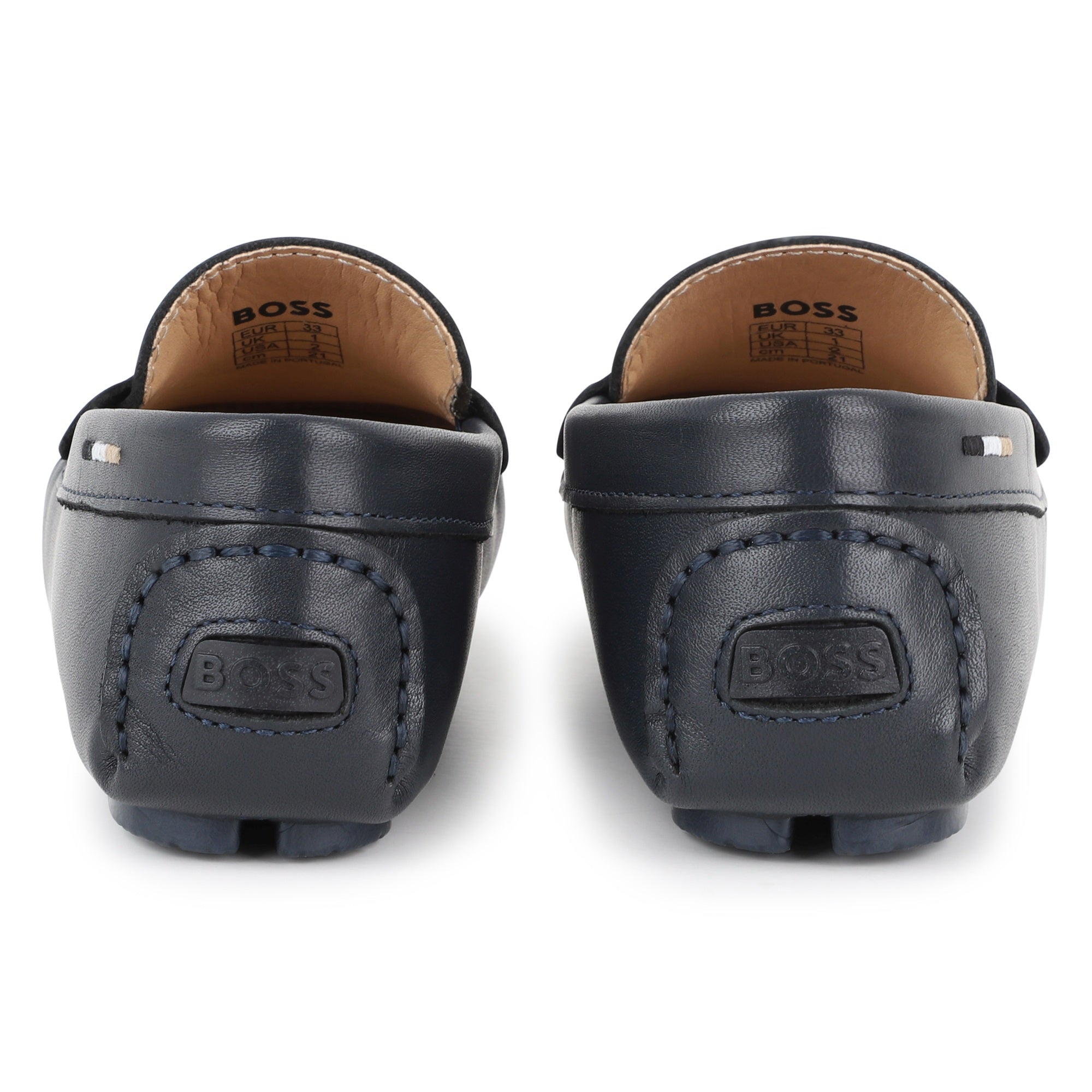 BOSS KIDS leather loafers featuring moc-toe stitching available at Lestyle Boutique Melbourne