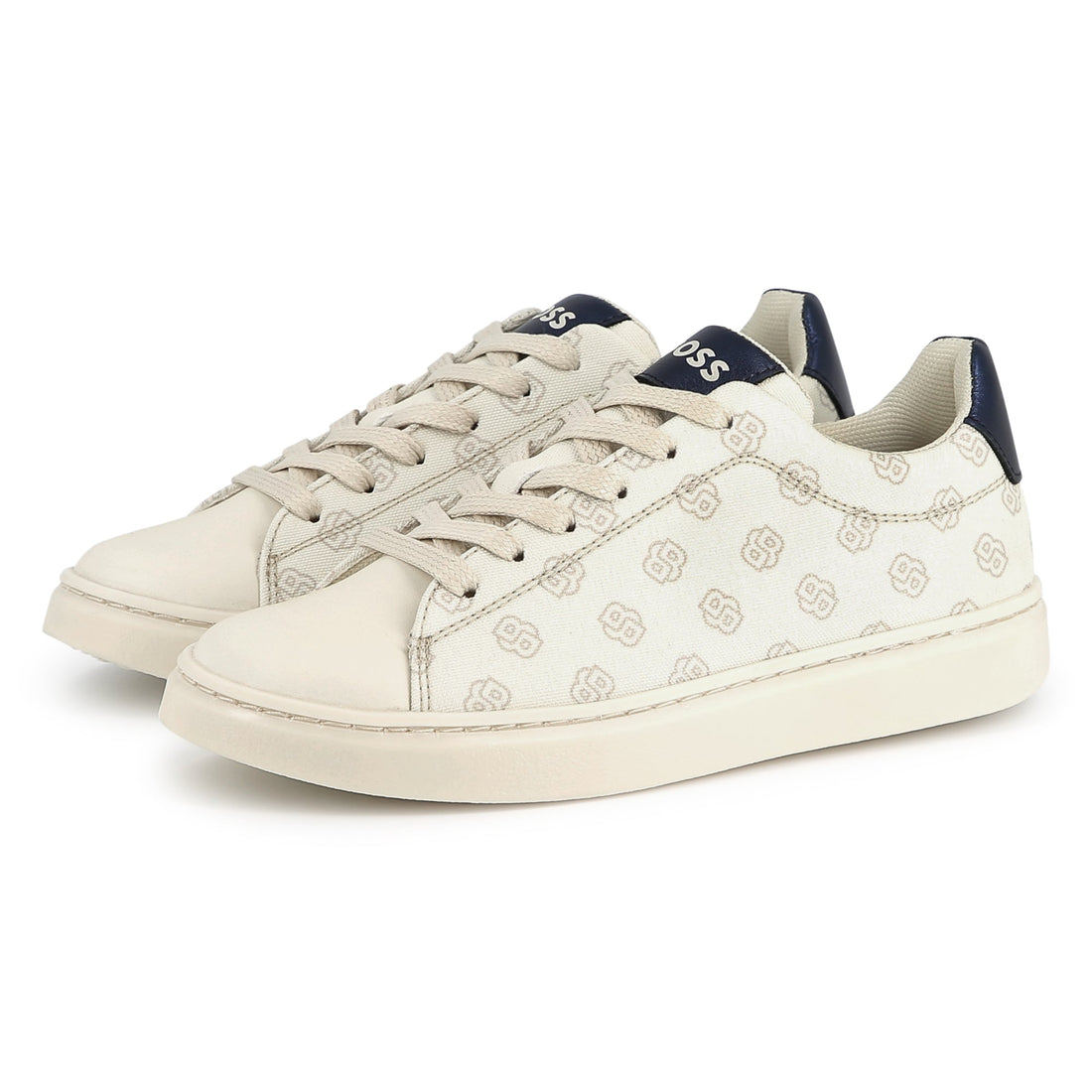 BOSS lace-up canvas trainers featuring monogram pattern available at Lestyle Boutique Melbourne