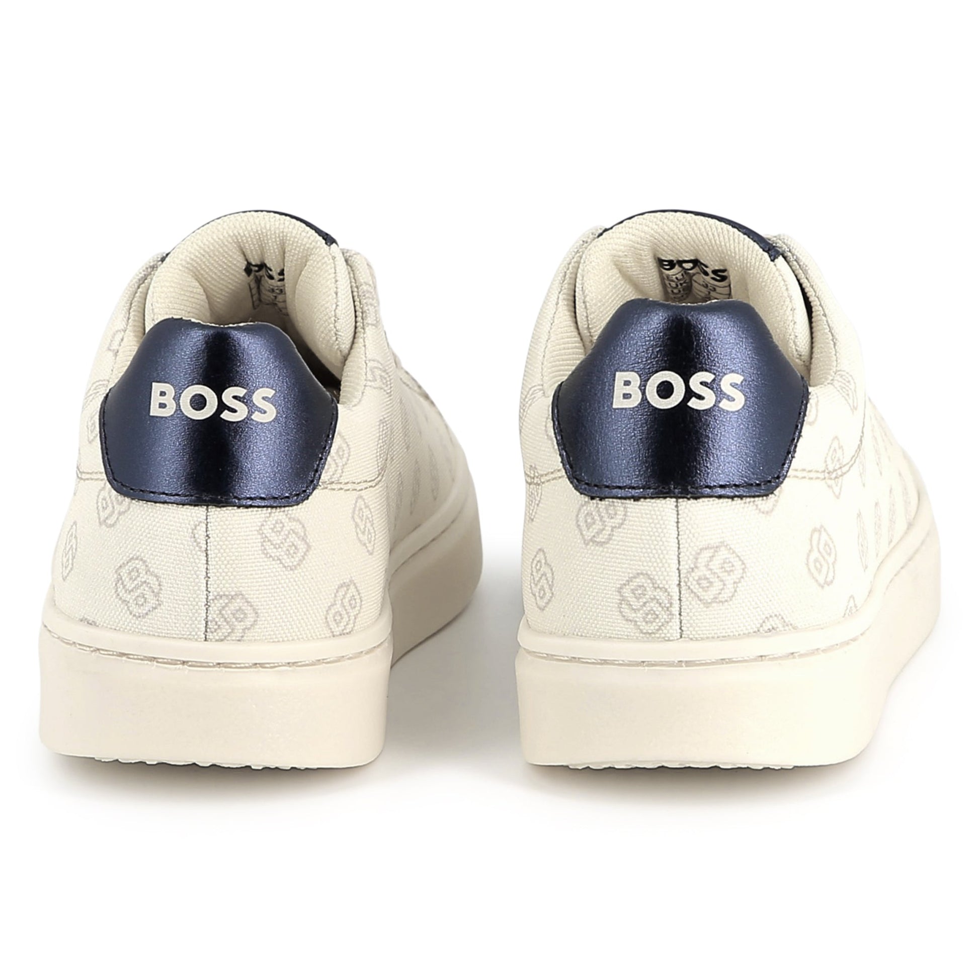 BOSS lace-up canvas trainers featuring monogram pattern available at Lestyle Boutique Melbourne