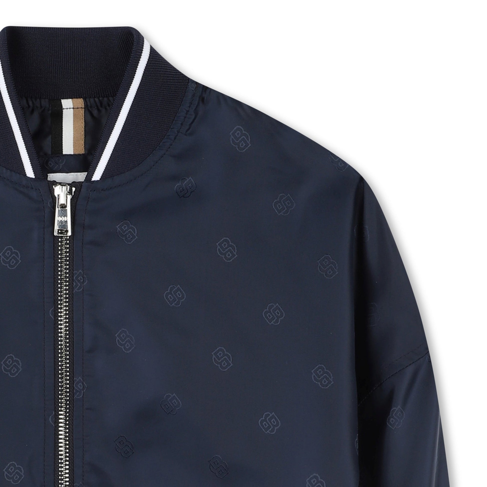 BOSS bomber jacket featuring all-over micro-logo pattern available at Lestyle Boutique Melbourne