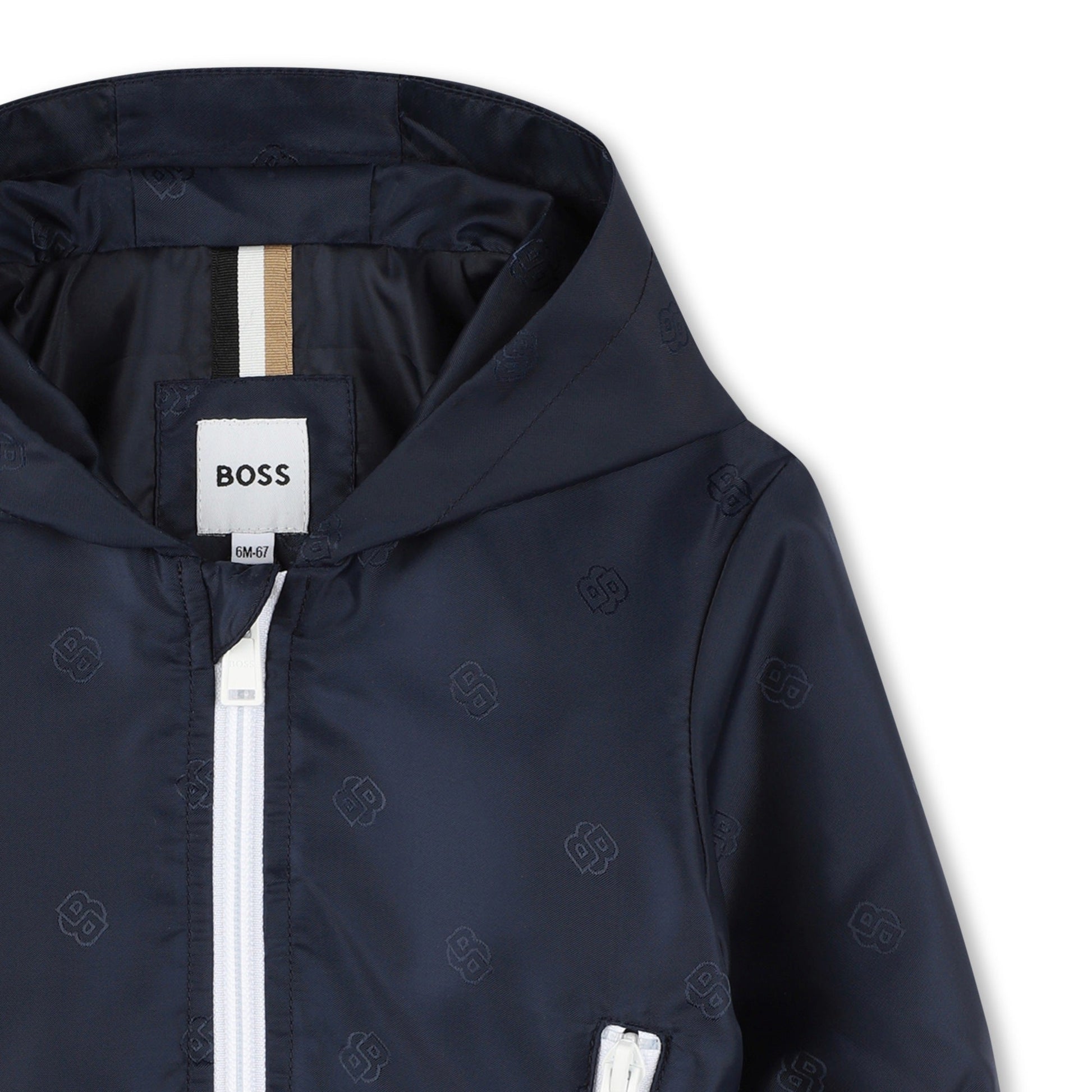 BOSS KIDS Hooded windbreaker featuring logo pattern available at Lestyle Boutique Melbourne