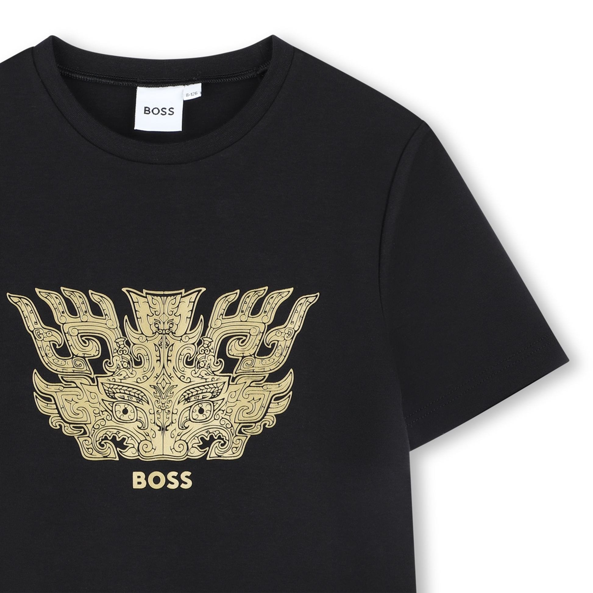 BOSS T-SHIRT featuring gold crest-style graphic available at Lestyle Boutique Melbourne