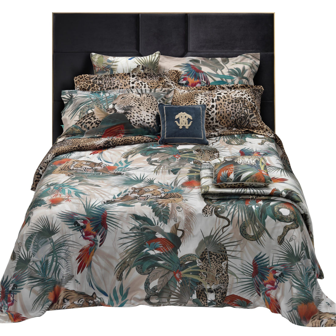 Roberto Cavalli duvet set featuring jungle design, luxurious materials, available at Lestyle Boutique Melbourne