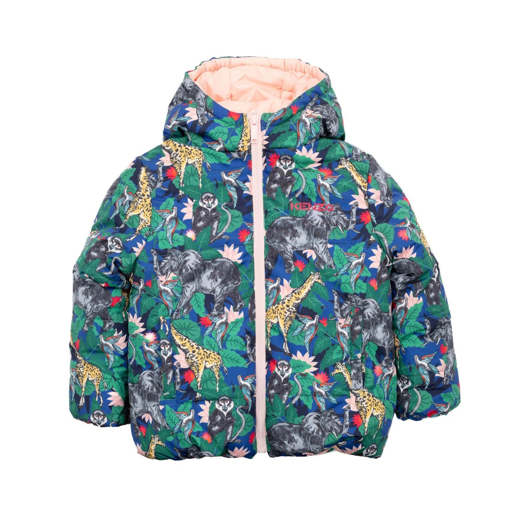 Children's jacket with animal pattern on a white background