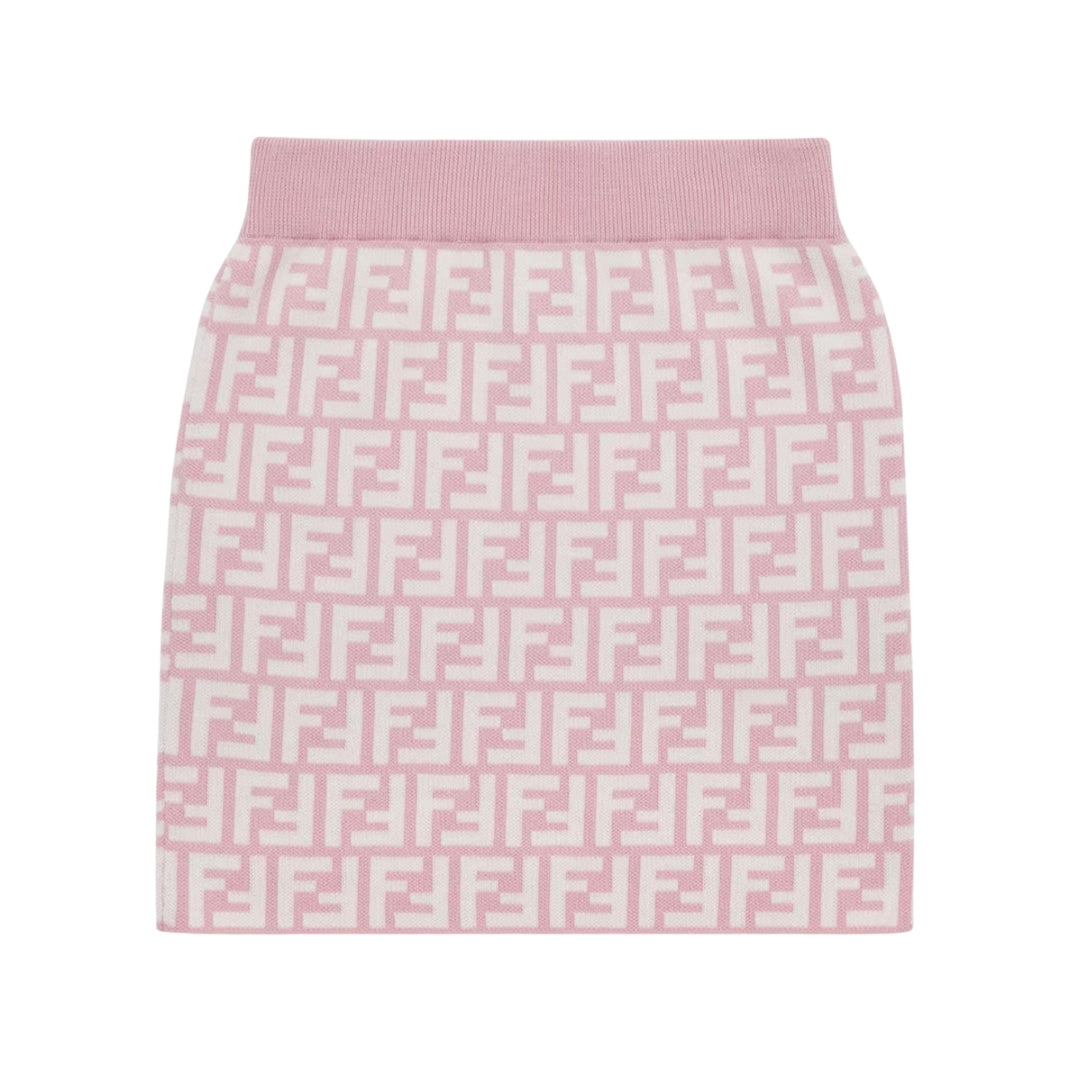Fendi Kids pink cotton jersey baby dress featuring an all-over FF logo print, short sleeves, and round neck, Made in Italy, available at Lestyle Boutique 136 Little Collins St.
