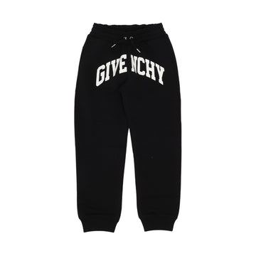 Givenchy boys black cotton-blend jogger trousers from the Winter 24/25 collection, featuring a white printed logo on the front, drawstring waistband, and cuffed ankles, available at Lestyle Boutique 136 Little Collins St.