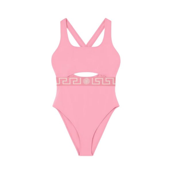 Versace swimsuit featuring pink Greca pattern cut-out available at Lestyle Boutique Melbourne