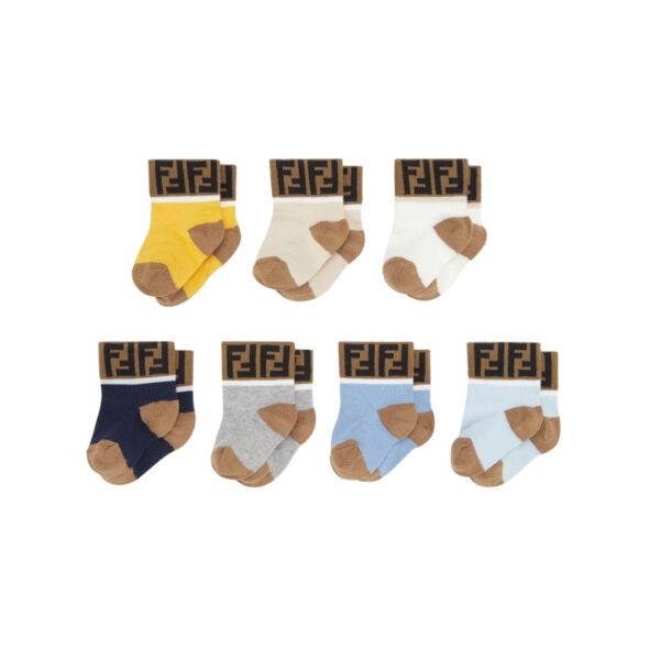 Fendi Kids Socks with FF logo, crafted from cotton blend for comfort, available at Lestyle Boutique Melbourne