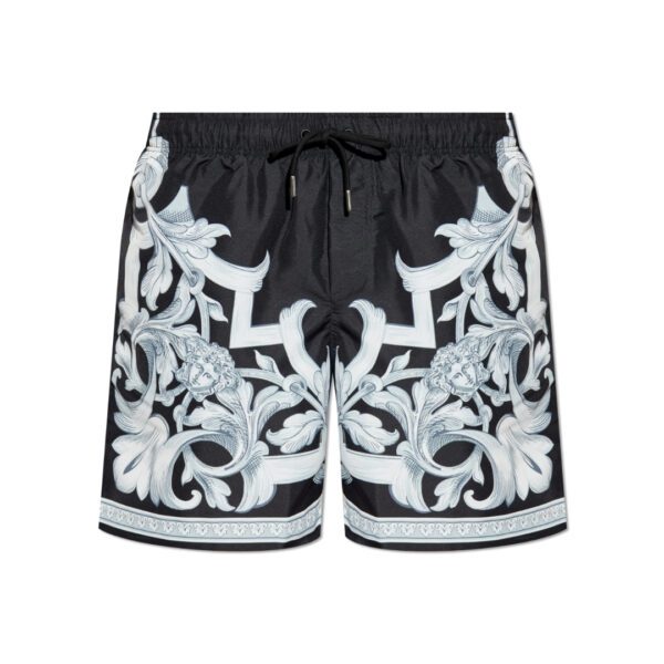 VERSACE SHORTS featuring multi-color Medusa amplified print silk available at Lestyle Boutique Melbourne