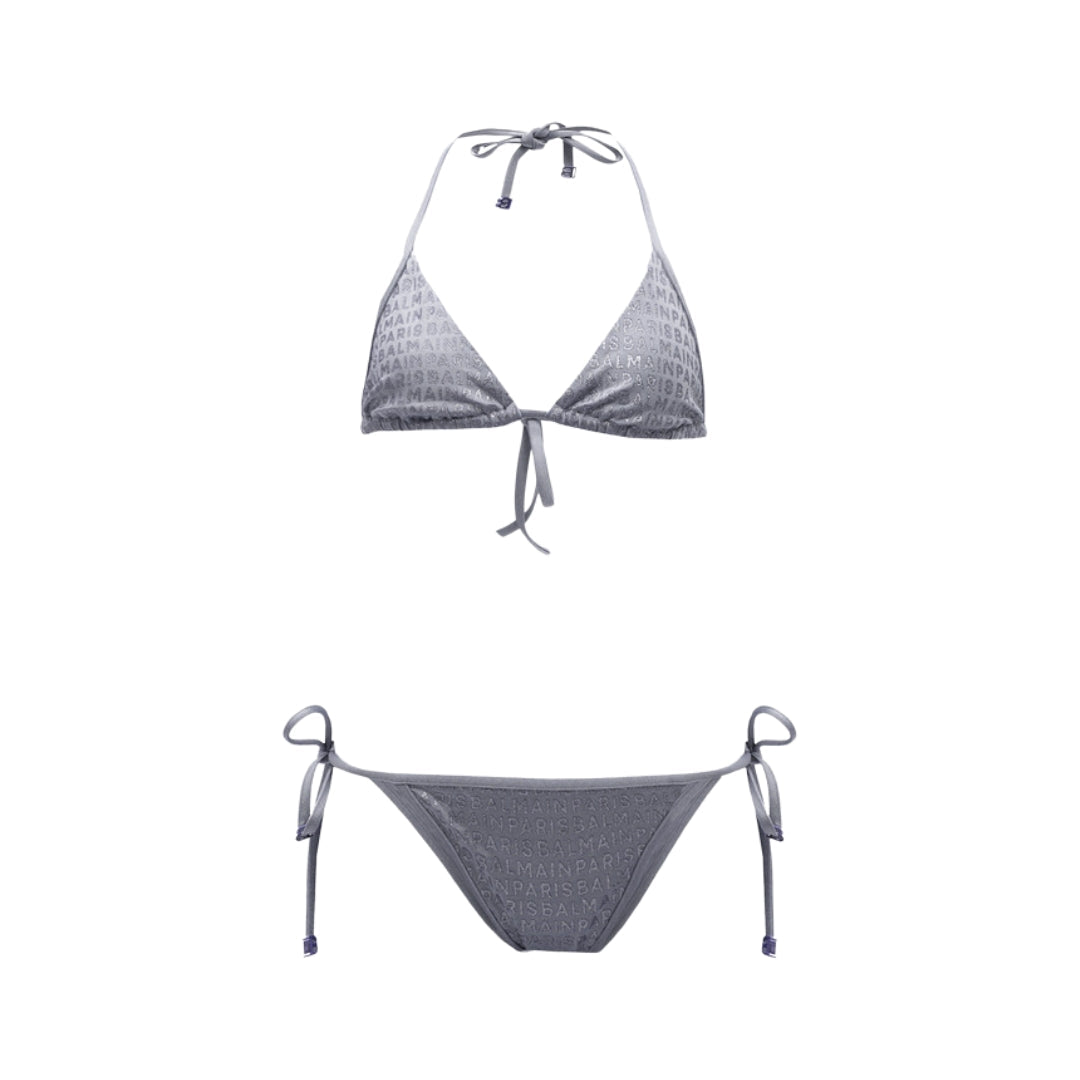 Balmain bikini with glitter logo, stylish design, high quality fabric. Available at Lestyle Boutique Melbourne