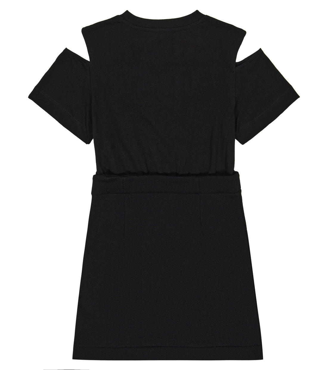 BALMAIN TSHIRT DRESS featuring cutout shoulders and front logo lettering, available at Lestyle Boutique Melbourne