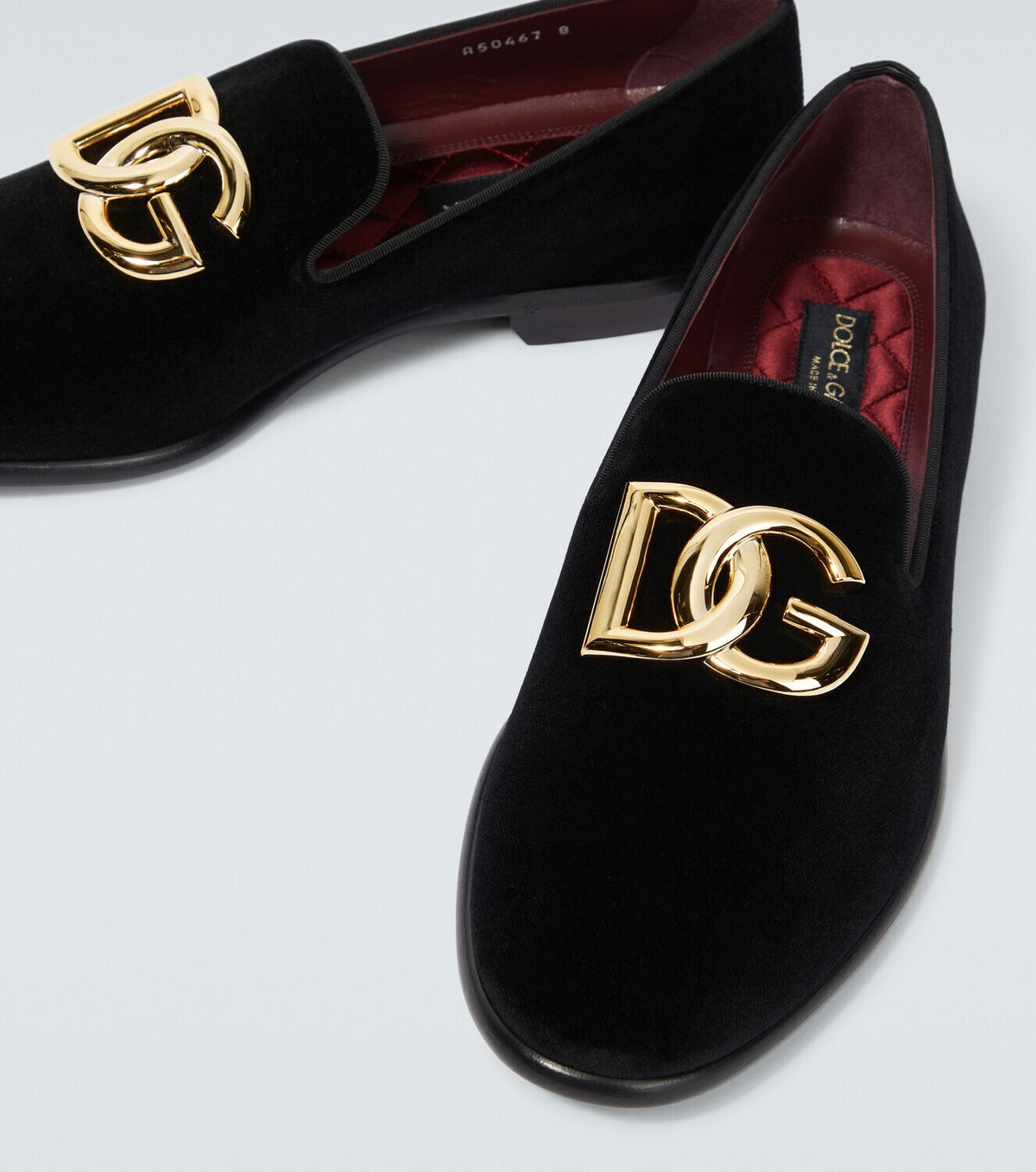 Dolce&Gabbana DG suede loafers in black featuring golden hardware available at Lestyle Boutique Melbourne