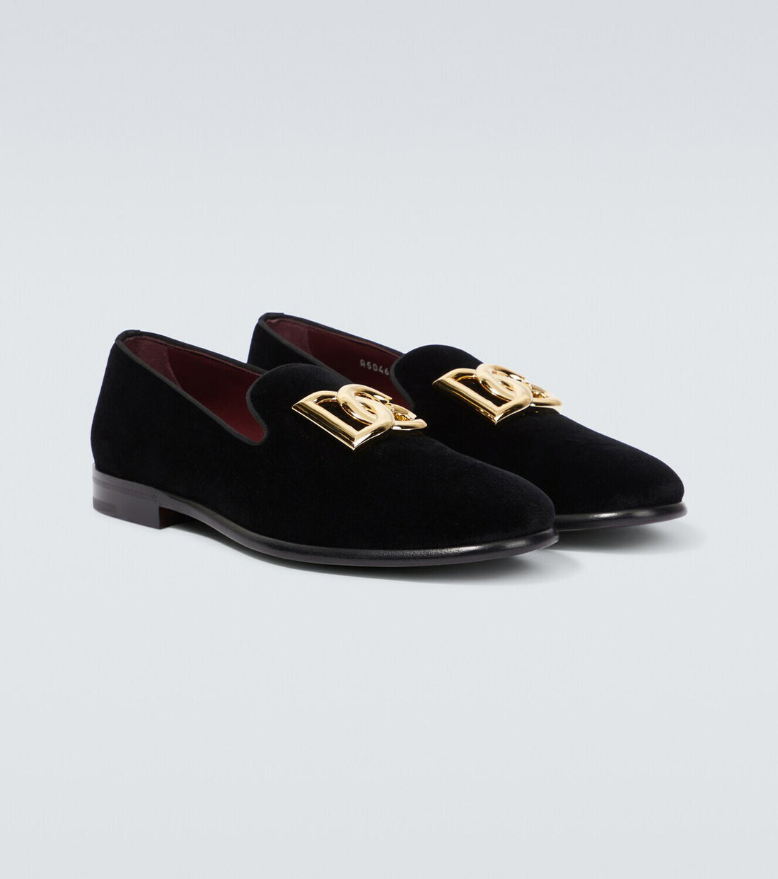 Dolce&Gabbana DG suede loafers in black featuring golden hardware available at Lestyle Boutique Melbourne