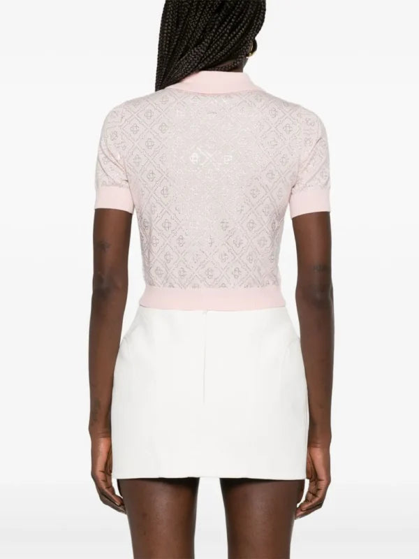 Casablanca pink crystal-monogram polo top with luxurious design, available at Lestyle Boutique Melbourne