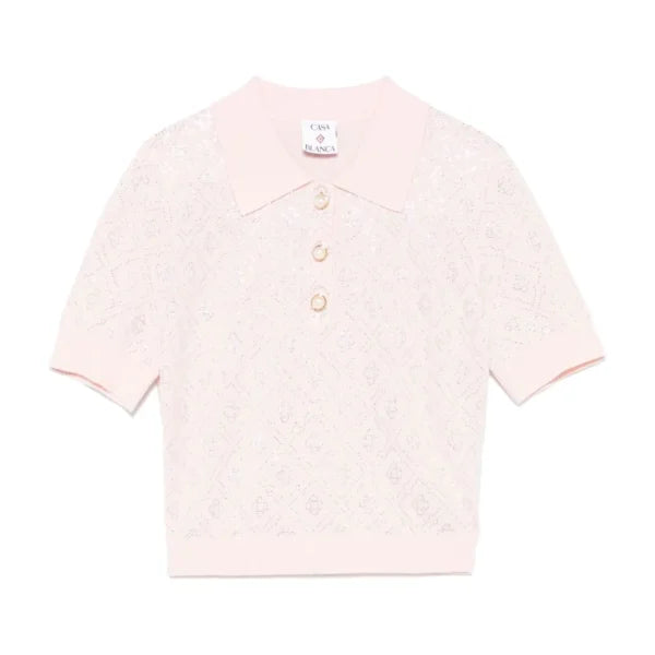 Casablanca pink crystal-monogram polo top with luxurious design, available at Lestyle Boutique Melbourne