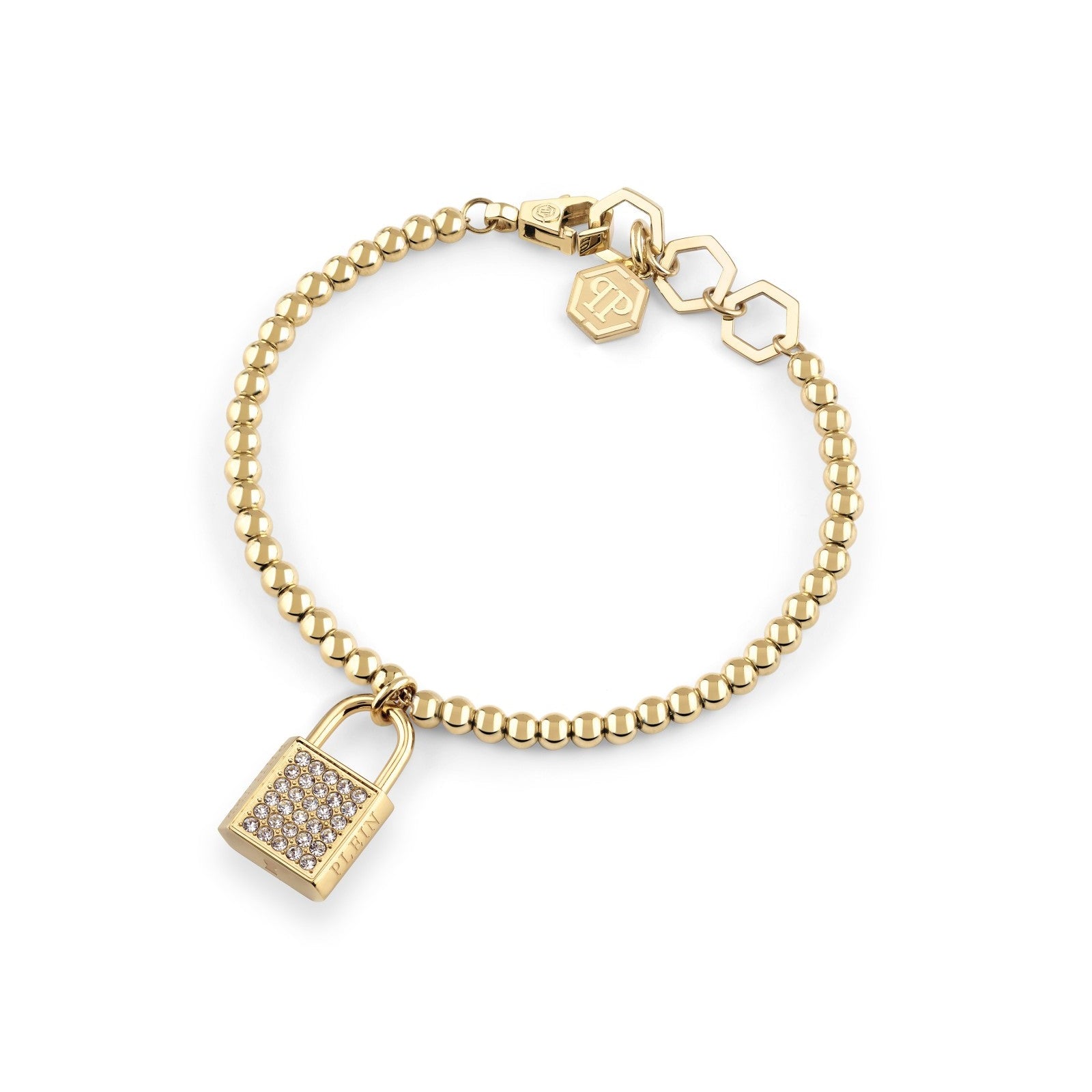 PHILIPP PLEIN bracelet featuring padlock charm with white crystals available at Lestyle Boutique Melbourne