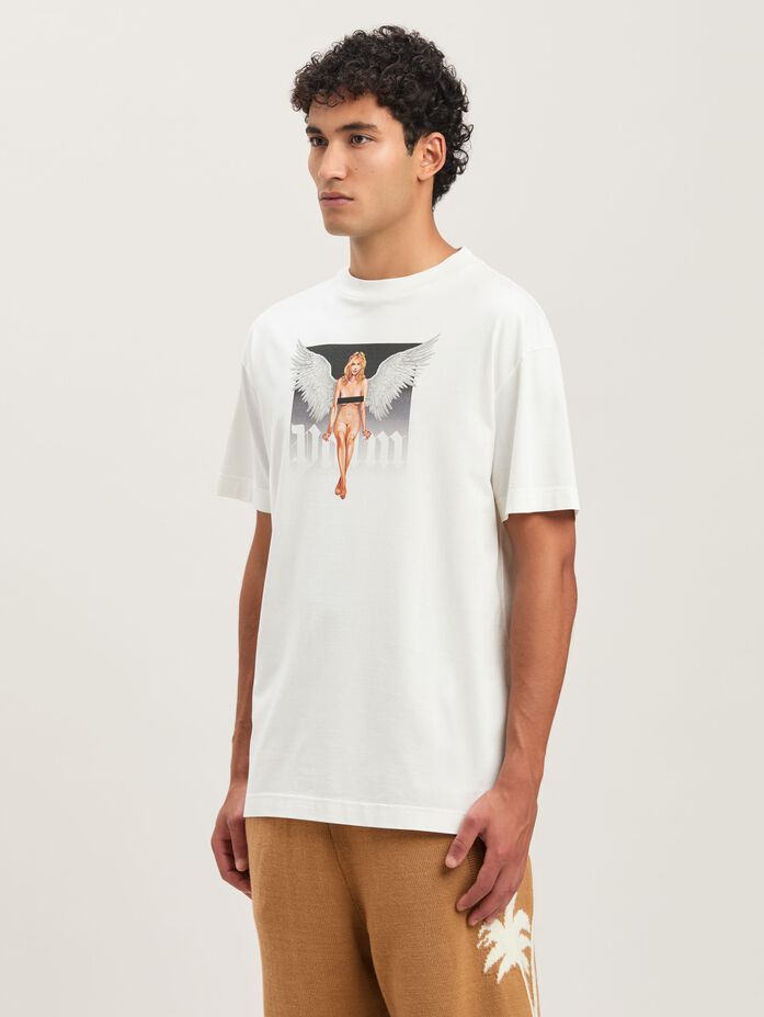 Palm Angels T-shirt featuring angel graphic available at Lestyle Boutique Melbourne
