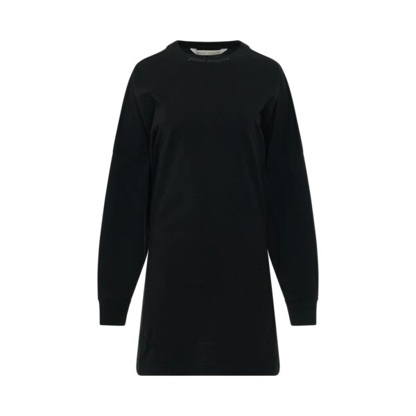 Palm Angels mini dress in black with bold logo print, available at Lestyle Boutique Melbourne