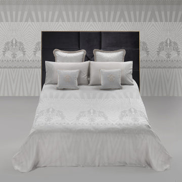 Roberto Cavalli duvet set in platinum with luxurious design, available at Lestyle Boutique Melbourne