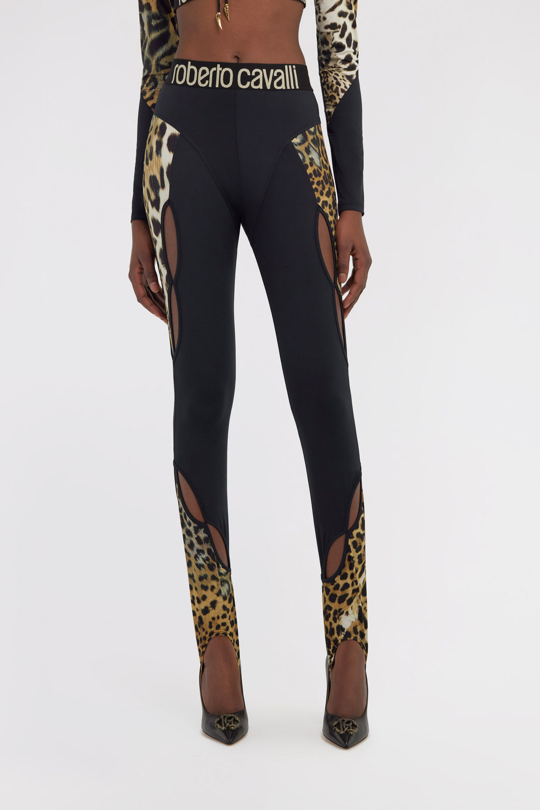 ROBERTO CAVALLI leggings featuring leopard print panels available at Lestyle Boutique Melbourne