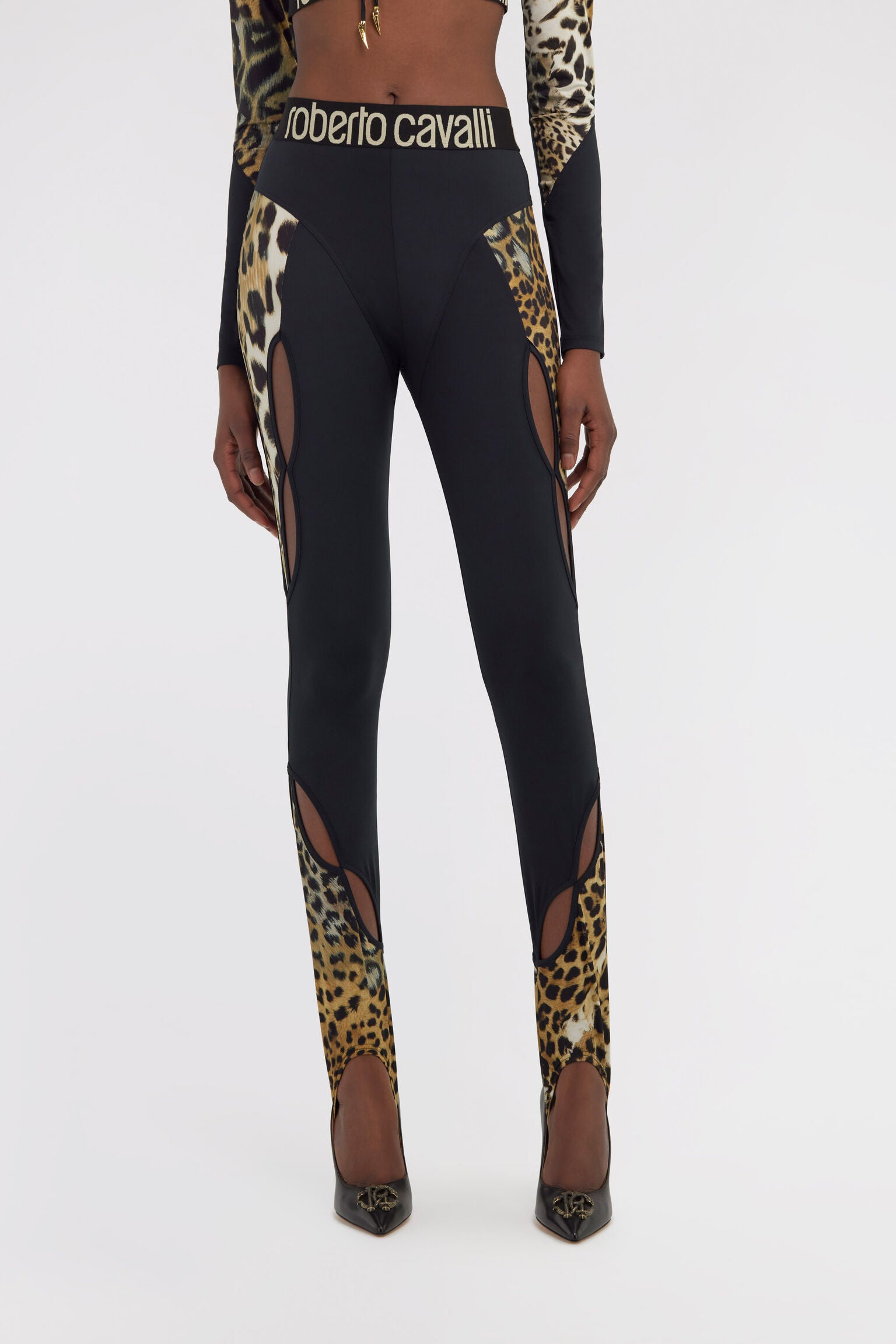 ROBERTO CAVALLI leggings featuring leopard print panels available at Lestyle Boutique Melbourne