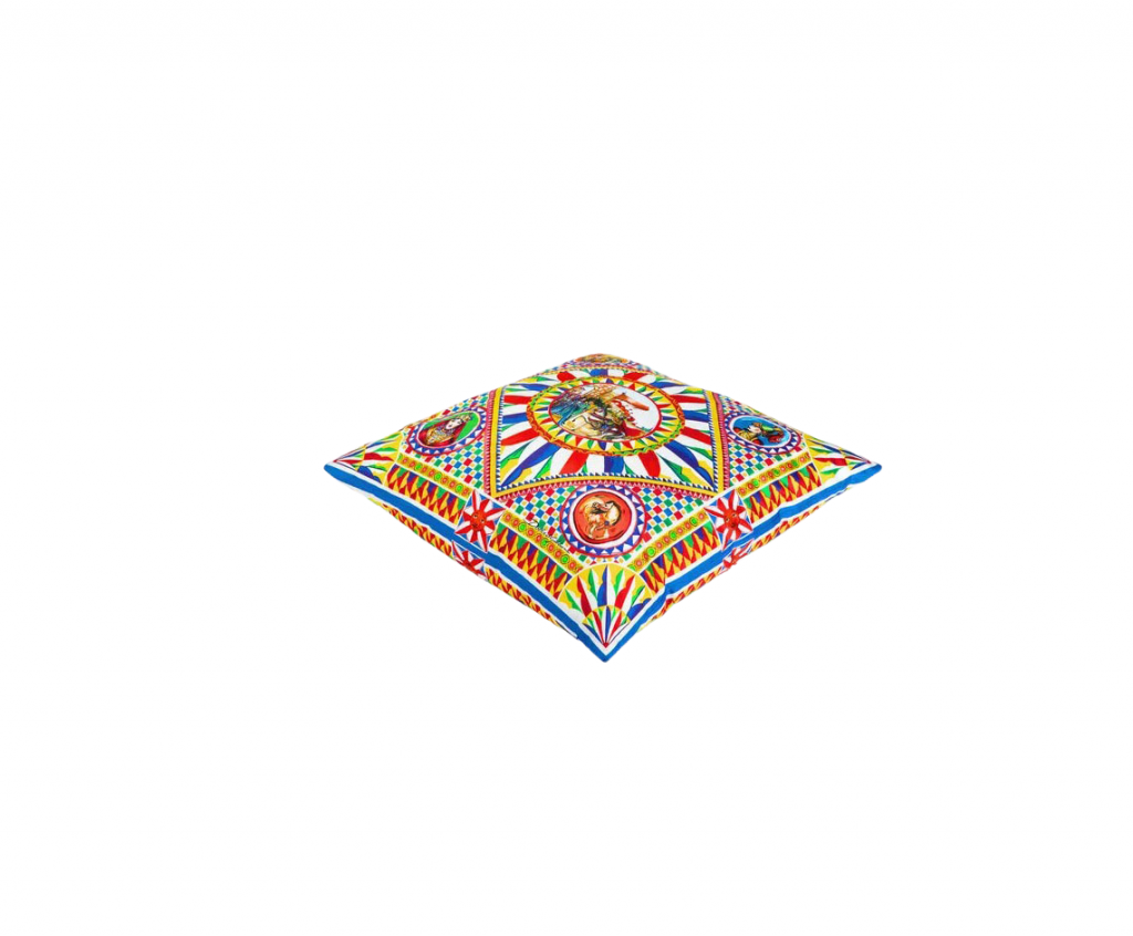 Dolce & Gabbana cushion featuring carretto-print multicolor design available at Lestyle Boutique Melbourne