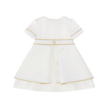 Roberto Cavalli Logo RC Dress in White, featuring gold-tone trims and the RC medallion, available at Lestyle Boutique Melbourne