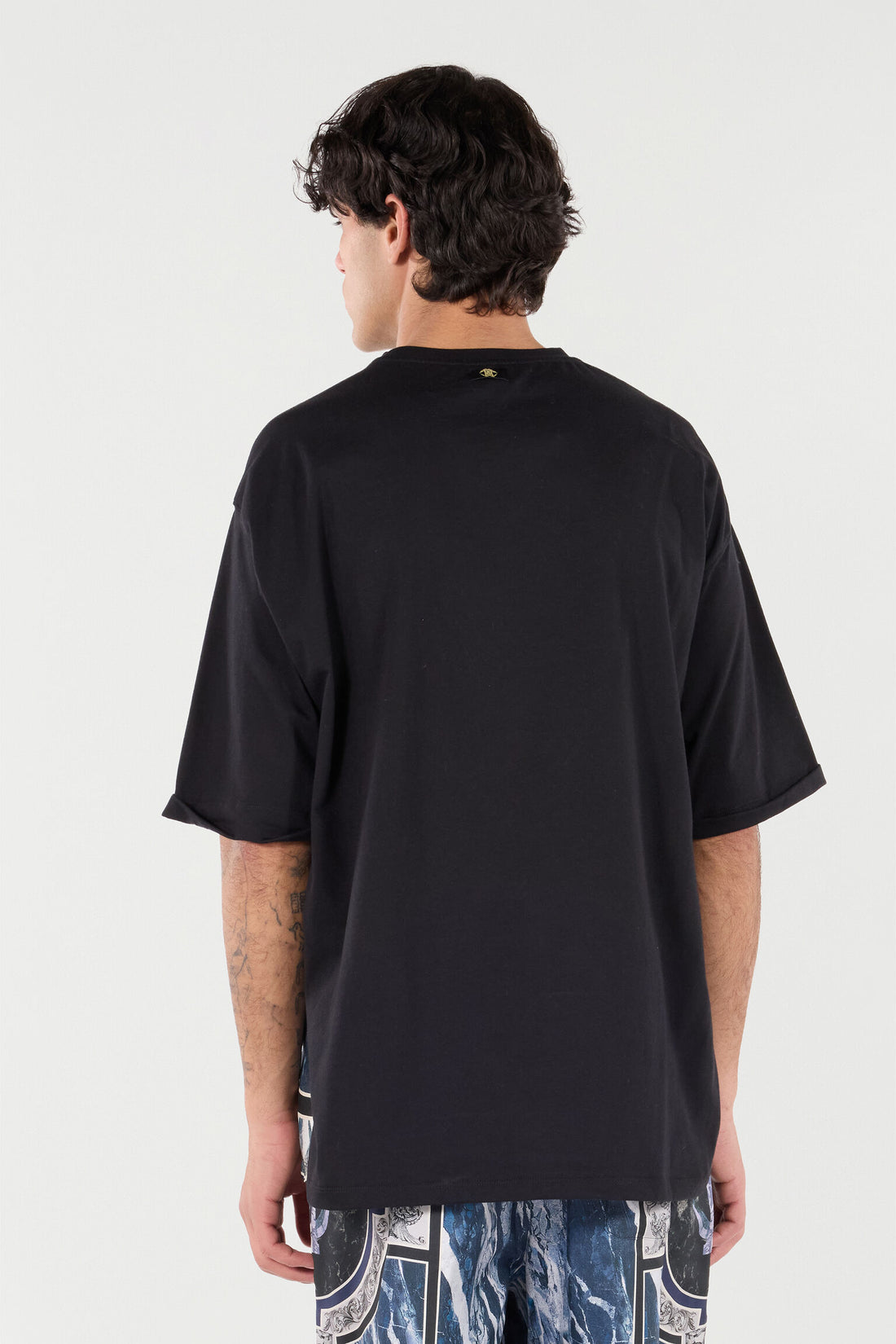 Roberto Cavalli T-shirt featuring marble-effect print with Mirror Snake Monogram available at Lestyle Boutique Melbourne