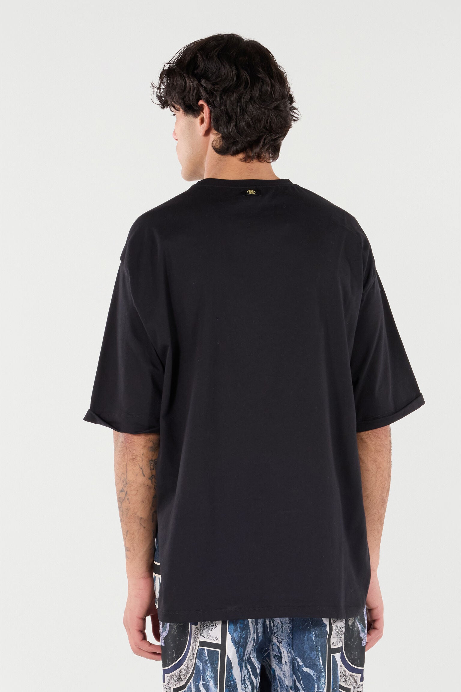 Roberto Cavalli T-shirt featuring marble-effect print with Mirror Snake Monogram available at Lestyle Boutique Melbourne