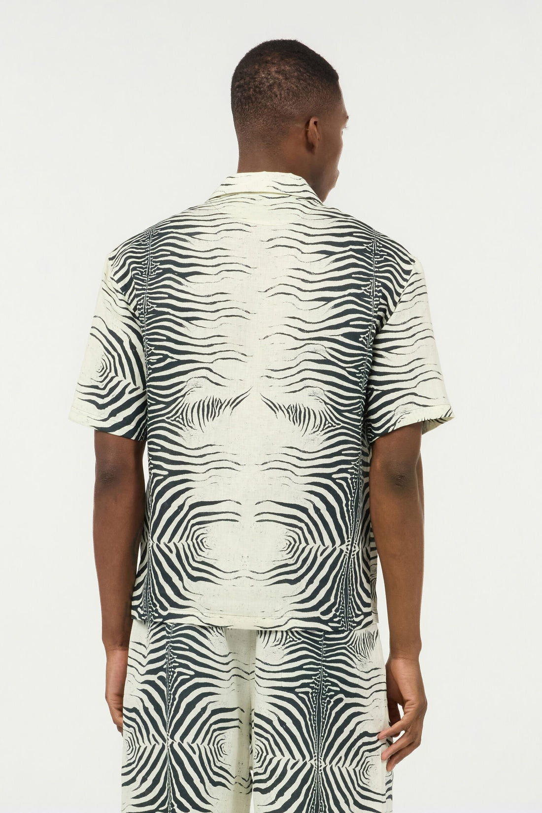 Roberto Cavalli shirt featuring mini zebra print short-sleeve linen top available at Lestyle Boutique Melbourne