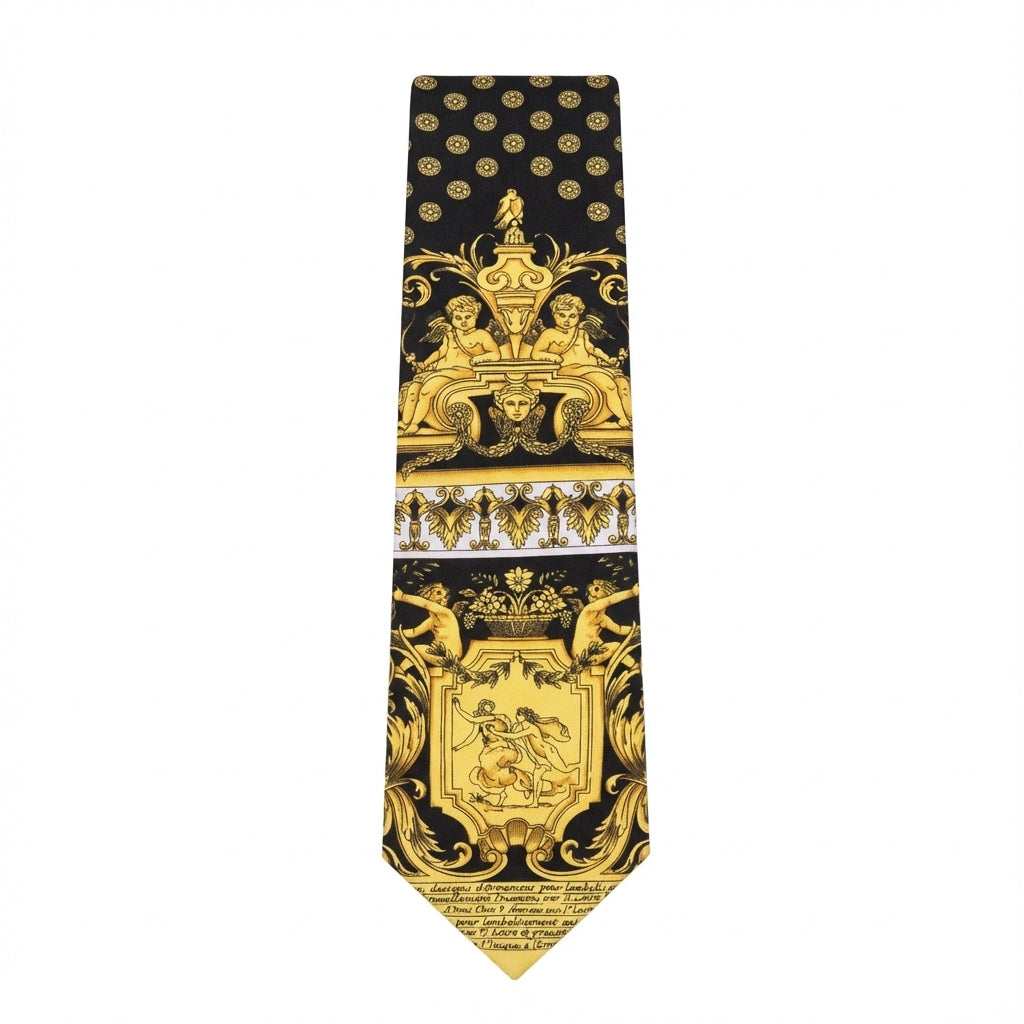 Versace Tie featuring gold medallion pattern available at Lestyle Boutique Melbourne