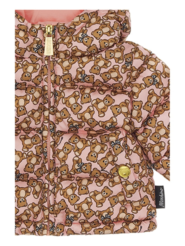Moschino infant jacket with pink teddy bear logo all over available at Lestyle Boutique Melbourne